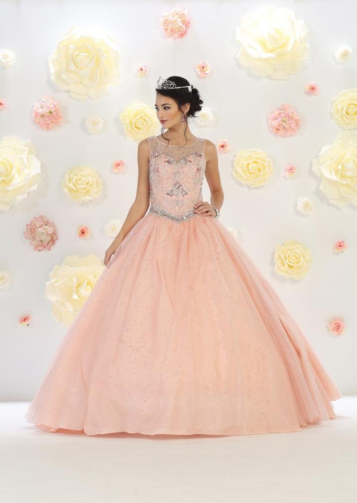 May Queen - Sparkling Jewel-accented Bateau Neck Ball Gown Lk63