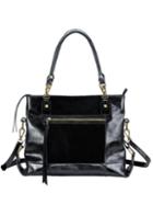 Mofe Handbags - Eunoia Dual-textured Shoulder Bag Black/brass / Genuine Leather