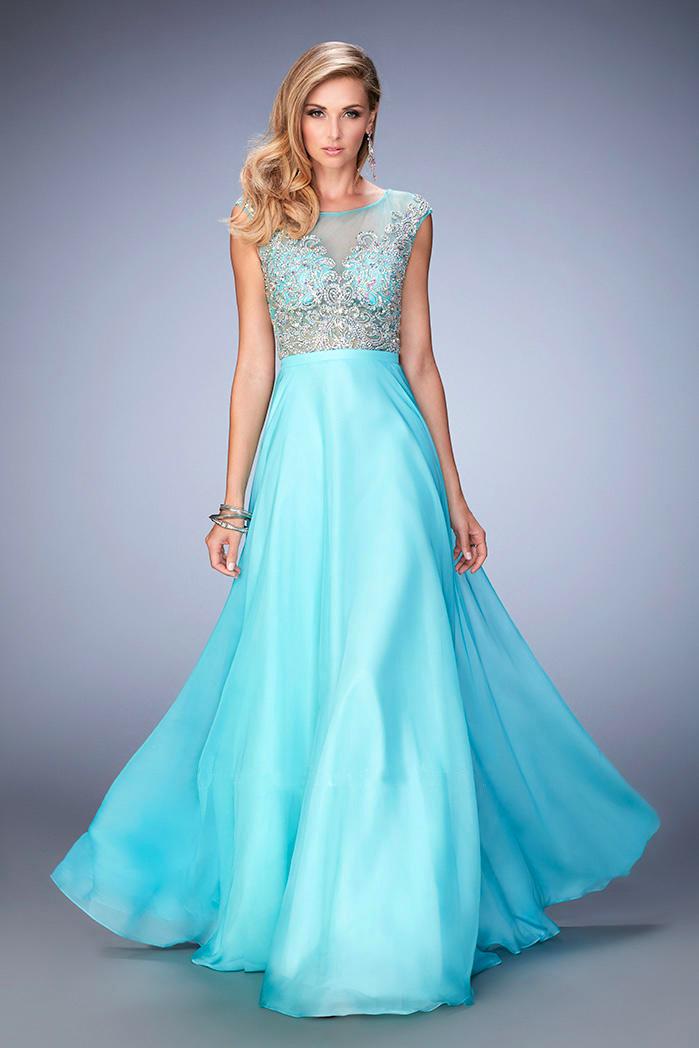 Gigi - 22885 Jeweled Scroll Motif Gown