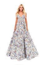 Tarik Ediz - 50287 Floral Deep V-neck Ballgown