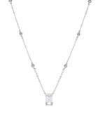 Cz By Kenneth Jay Lane - Emerald Pendant With Cz Stations Necklace