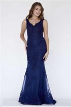 Jolene Collection - 18108 Beaded Lace V-neck Dress