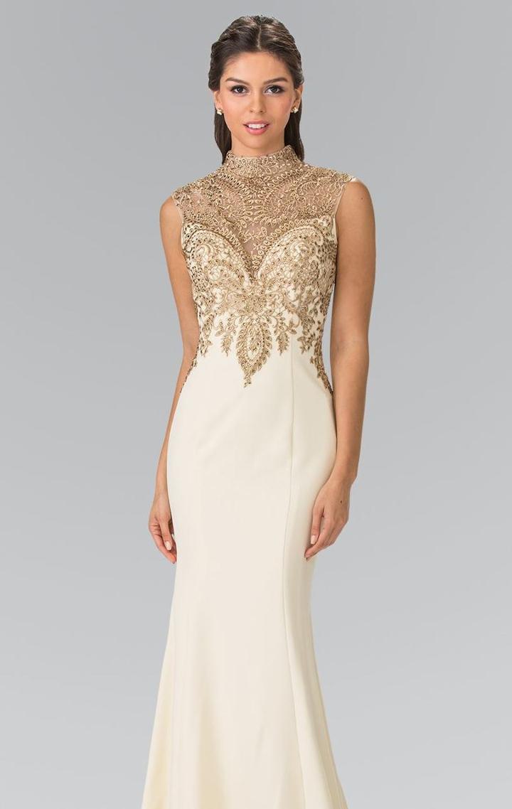 Elizabeth K - High Neck Embellished Long Dress Gl2322