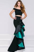 Jovani - Off-shoulder Two-piece Mermaid Gown With Ruffle Skirt Detail 41080
