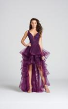 Ellie Wilde - Ew118035 Plunging V-neck Appliqued High Low Gown