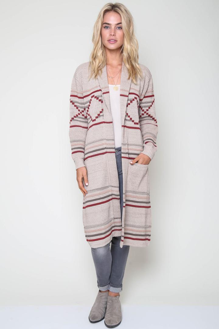 Goddis - Vance Longline Knit Jacket In Sand City
