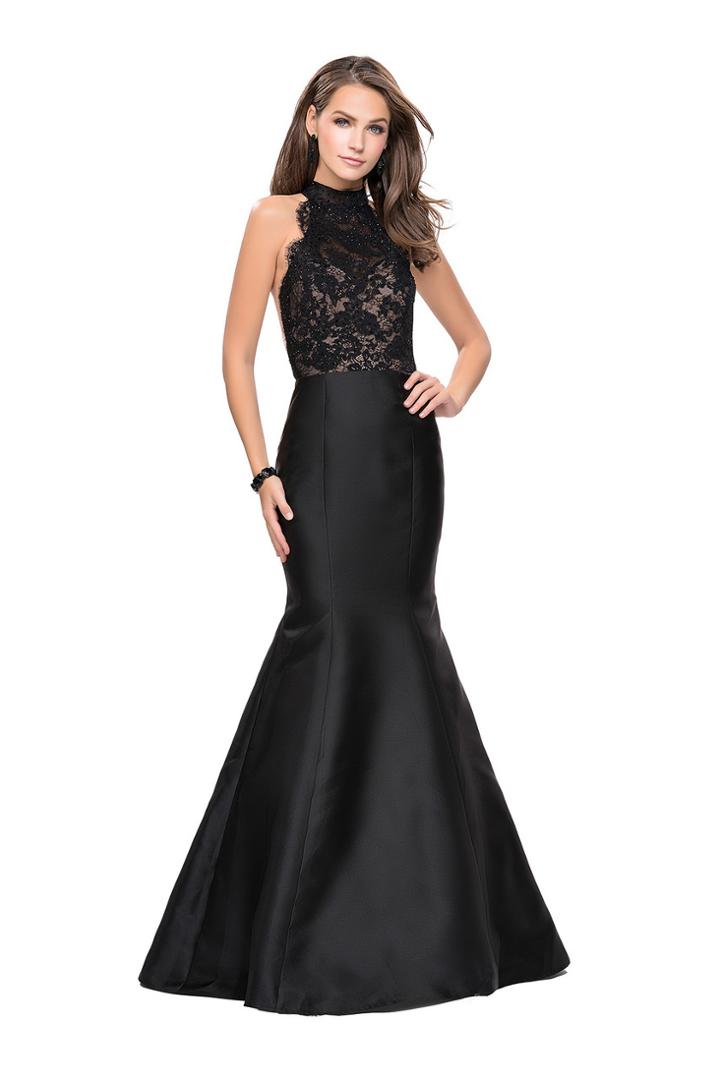 La Femme - 24778 High Halter Neck Mikado Mermaid Gown