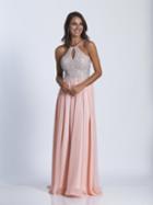 Dave & Johnny - 3114w Keyhole Cutout Halter A-line Gown