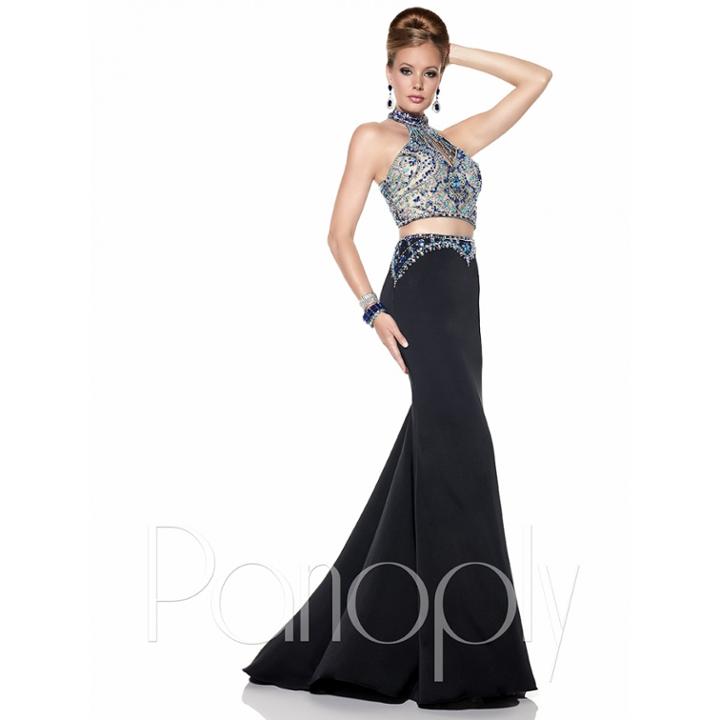 Panoply - Two-piece Embellished Crop Top Mermaid Dress