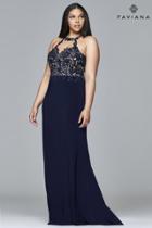 Faviana - 9394 Long Fit-and-flare Halter With Lace Top