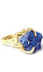 Again Collection - Wind 18k Gold Plated Sterling Silver Azurite Pinky Ring In Gold, Pink