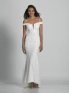 Dave & Johnny - A6073 Off Shoulder Lace Sheath Evening Gown