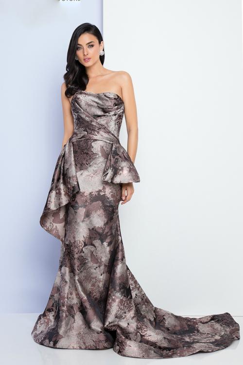 Terani Evening - 1721e4139 Strapless Ruched Printed Mermaid Gown