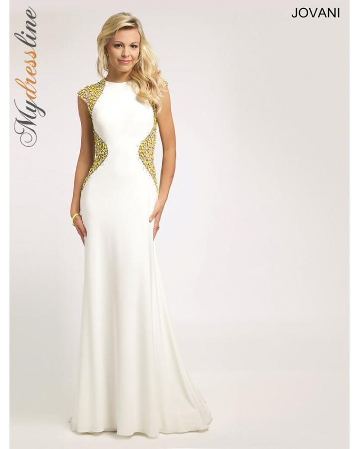 Jovani - 92881 Two Tone Beaded Jewel Sheath Dress