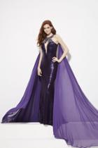 Angela And Alison - 81029 Embellished Fitted Cape Evening Gown