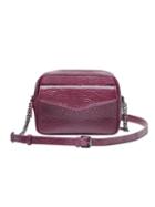 Mofe Handbags - Orenda Dual Compartment Crossbody Red Plum/gunmetal / Genuine Leather