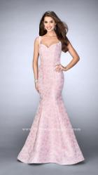 La Femme - Dainty Sculpted Jacquard Mermaid Long Evening Gown 24063