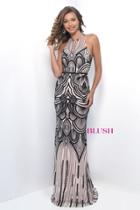 Blush - Beaded Halter Neck Sheath Gown 11262