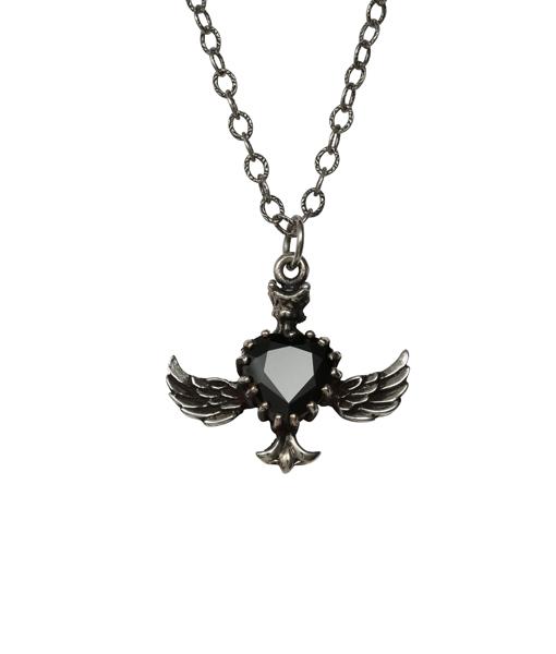 Femme Metale Jewelry - Winged Gem Charm Necklace