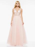 Colors Dress - 1967 Sleeveless Adorned Tri-band Gossamer Rosette Gown