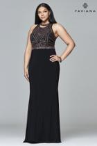 Faviana - 9395 Long Fit And Flare With Fishnet Illusions And Lace-up Back