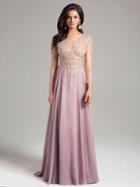 Lara Dresses - Stunning Illusion Neck A-line Gown 32932