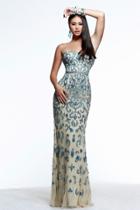 Faviana - S7611 Strapless Paisley Embellished Evening Gown