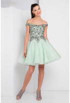 Terani Evening - 1721h4547 Embellished Off-shoulder A-line Dress