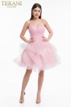 Terani Couture - 1821h7770 Low Scoop Back Ruffle Skirt Cocktail Dress