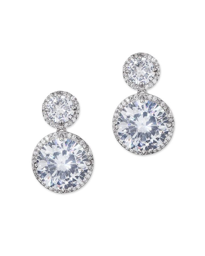 Cz By Kenneth Jay Lane - Double Round Pierced Earring