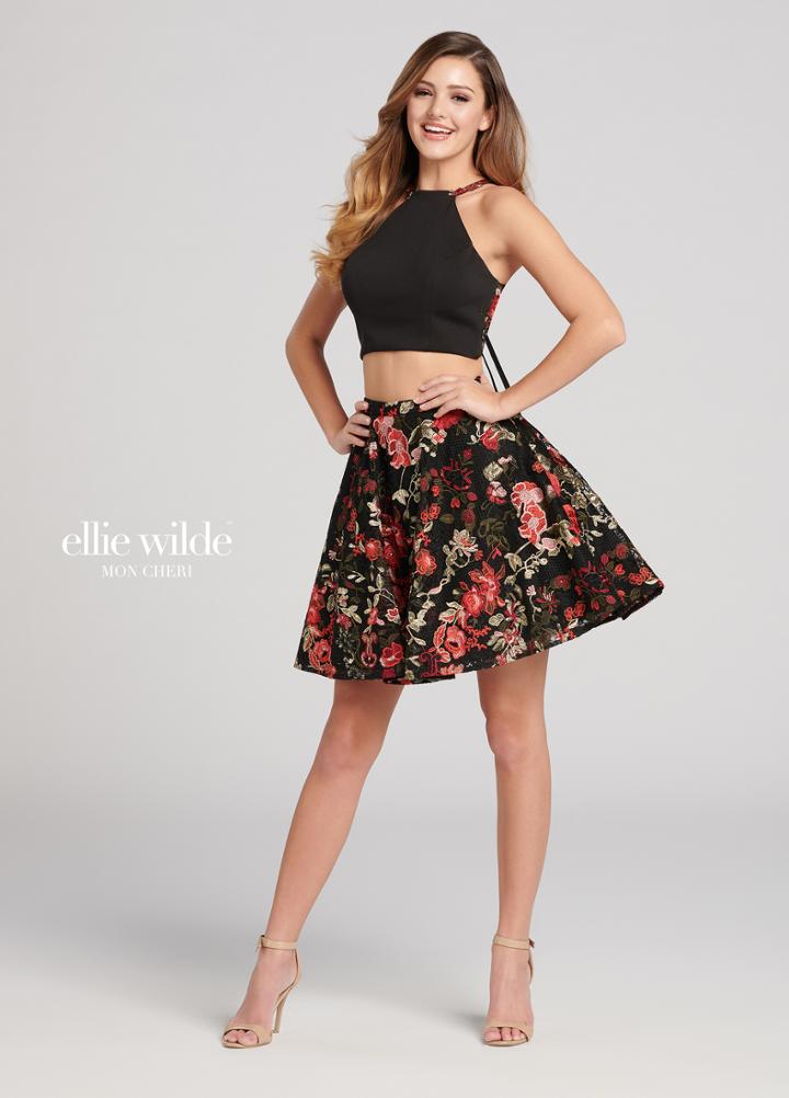 Ellie Wilde - Ew21806s Two Piece Multi-colored Lace A-line Dress
