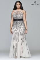 Faviana - 9382 Stretch Tulle Plus Size Evening Dress With Liquid Style Beading
