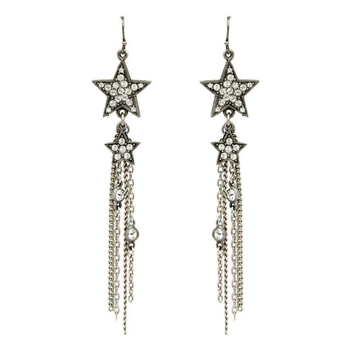 Ben-amun - Rock Star Crystal Tassel Chain Fish Hook Earrings