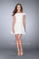 La Femme - Off Shoulder Floral Lace Short Dress 23361
