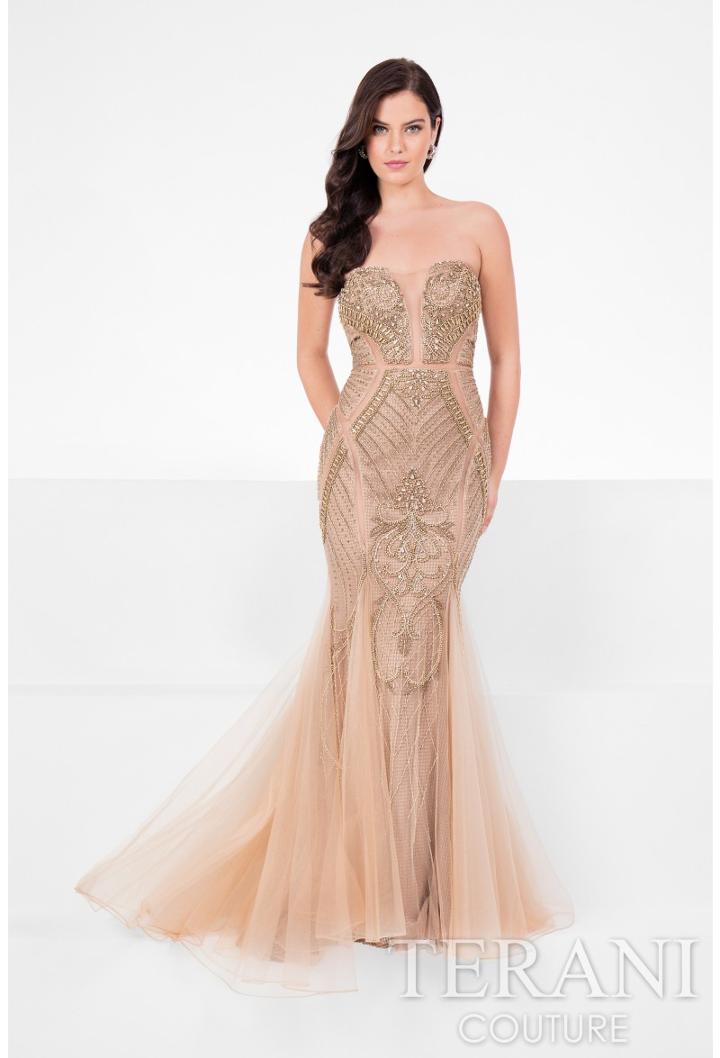 Terani Prom - Strapless Sweetheart With Illusion Inset Beaded Prom Dress 1711p2364