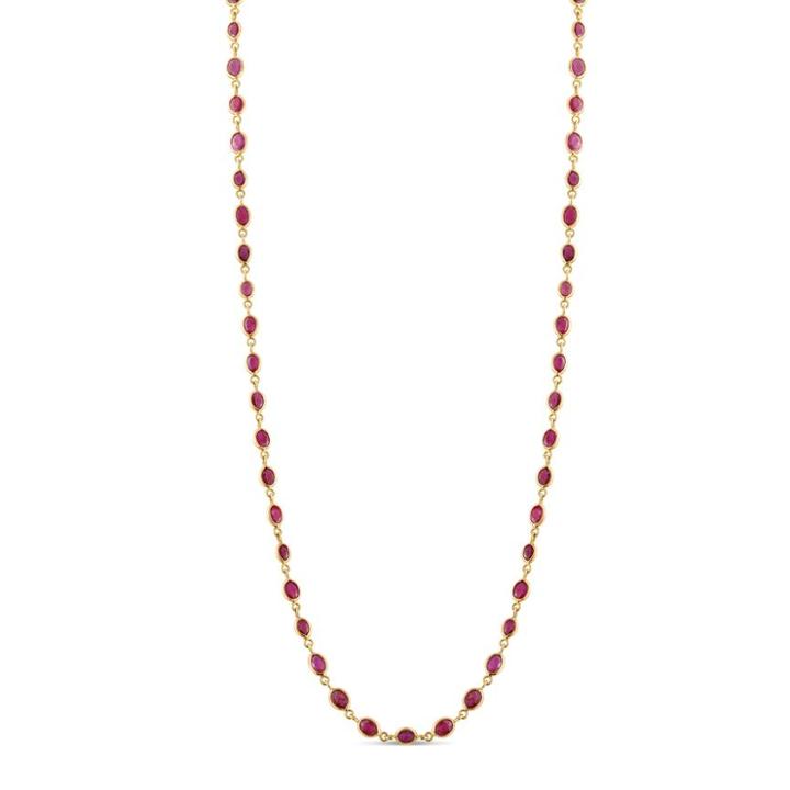 Tresor Collection - Ruby Oval Necklace In 18k Yellow Gold