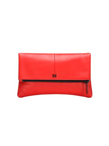 Mofe Handbags - Esoteric Foldover Clutch Tomato/gunmetal / Genuine Leather