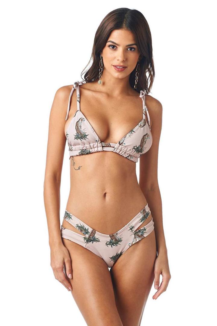 Montce Swim - Mocha Cheetah Repeat Palua Top X Seamless Euro Bottom Bikini Set