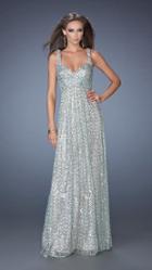 La Femme - Cutout Sequined Sweetheart A-line Gown 19154