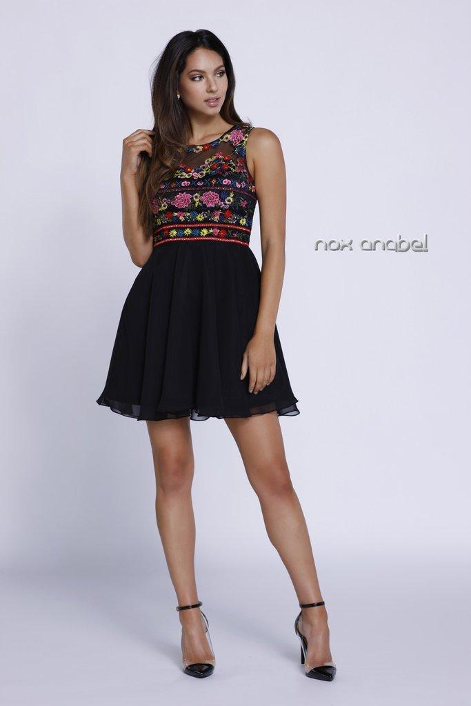 Nox Anabel - Floral Illusion Bateau Neck Dress 6239