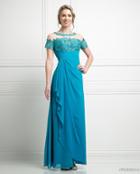 Cinderella Divine - Lace Illusion Bateau Pleated Sheath Dress