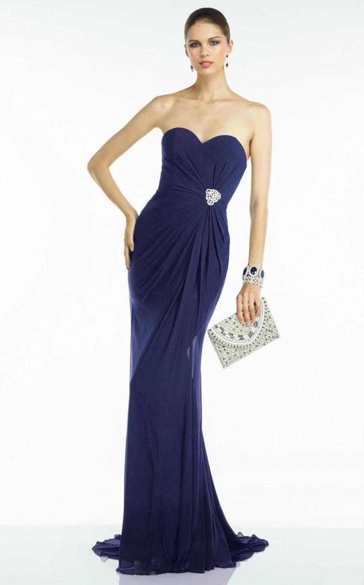 Alyce Paris B'dazzle - 35805 Strapless Ruched Long Gown With Brooch