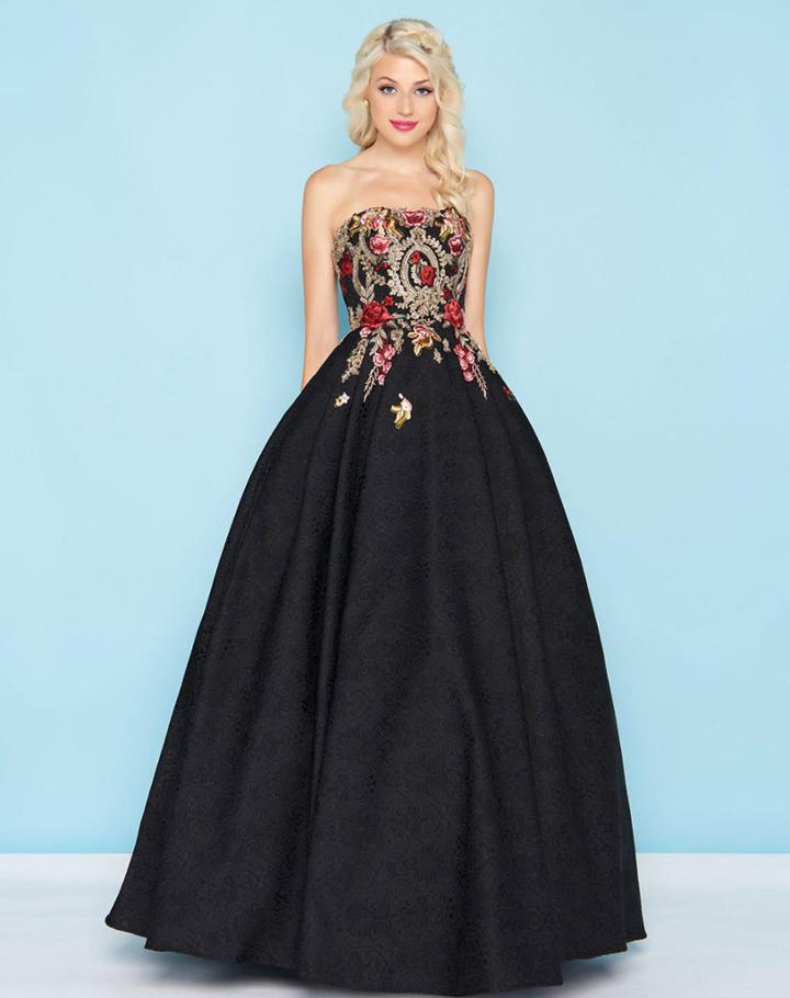 Mac Duggal - 40815h Embroidered Floral Strapless Ballgown