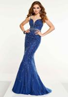 Panoply - 14864 Beaded Fitted Plunging Evening Dress