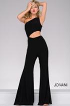 Jovani - One Shoulder Jersey Jumpsuit 48466