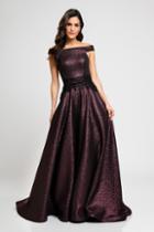 Terani Couture - 1723e4265 Glossy Shine Off Shoulder Evening Gown