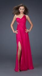 La Femme - Sleek Asymmetrical Sheath Gown With A Diamond Cutout 16206