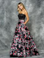 Colors Dress - 1708 Beaded Strapless Floral Satin Dress