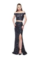 Primavera Couture - 3095 Off-shoulder Two-piece Sequined Gown