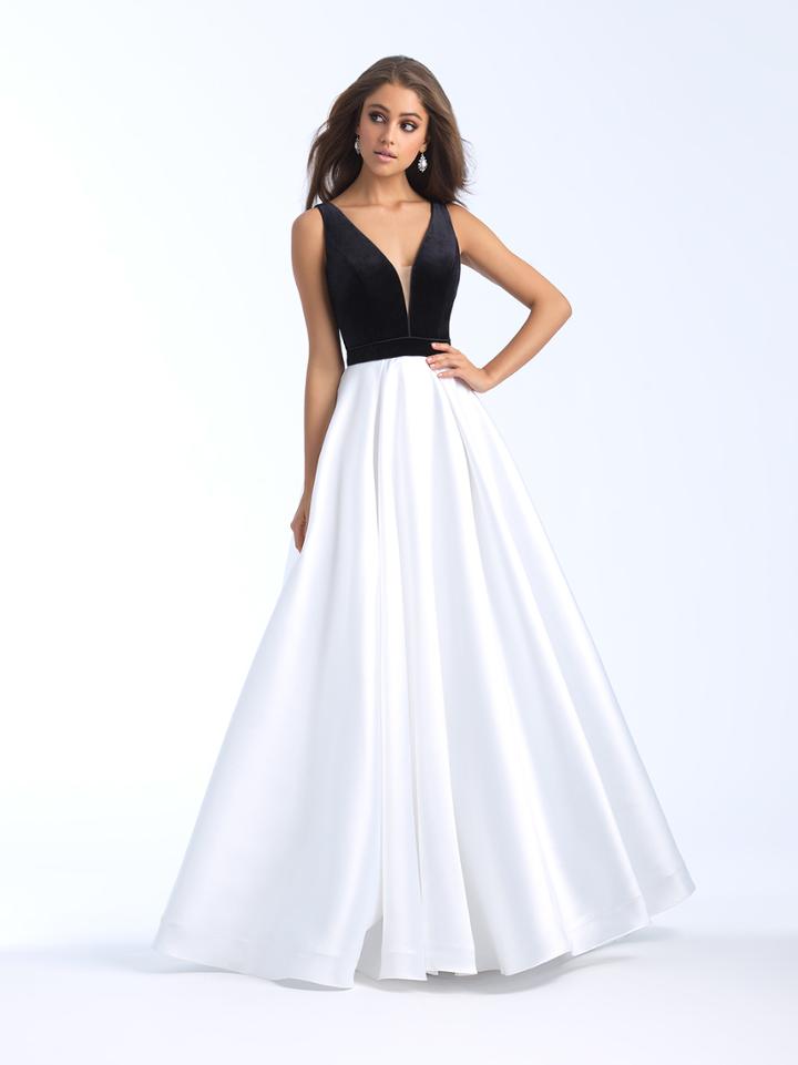 Madison James - 18-684 Velvet V-neck Mikado Ballgown